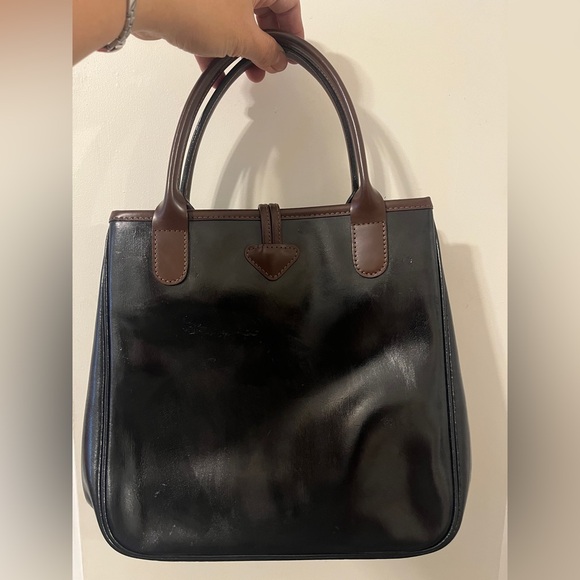 Longchamp Leather Mini Le Roseau Tote Bamboo Toggle Hand Bag Top Handle Purse xo - Picture 4 of 13